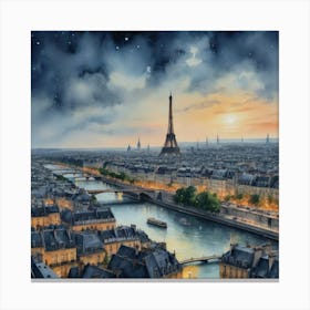 Eiffel Tower's Embrace Paris At Night Canvas Print