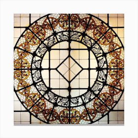 Stained Glass Ceiling Vintage Retro Photo Photography Art Italian Square Beige Architecture Canvas Print