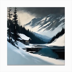 Winter Landscape, Highland Mountain Retreat Canvas Print