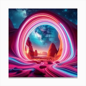 Neon Sandstone Arches Framing a Celestial Spectacle 3 Canvas Print