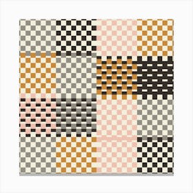 Checkered Pattern Cottage Summer  Muted Pink Canvas Print