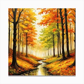 Forest In Autumn In Minimalist Style Square Composition 188 Canvas Print