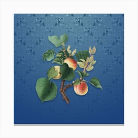 Vintage Apricot Botanical on Bahama Blue Pattern n.0828 Canvas Print