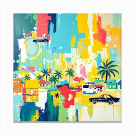 Palm Trees In The City Canvas Print