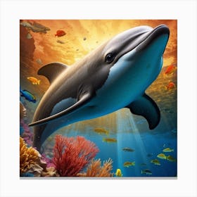 Dolphin In The Ocean Canvas Print