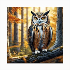 Owl In The Forest 175 Canvas Print