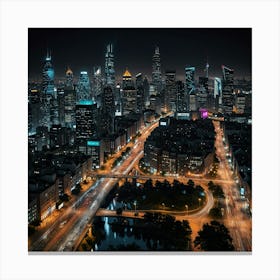 Cityscape At Night 7 Canvas Print