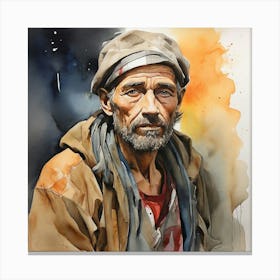 Old Man With Hat Canvas Print