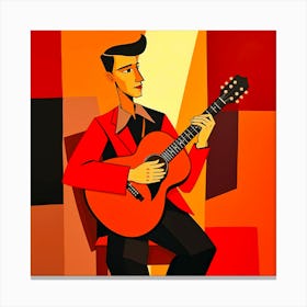 Acoustic Guitar*Cubist Man with Guitar* Canvas Print