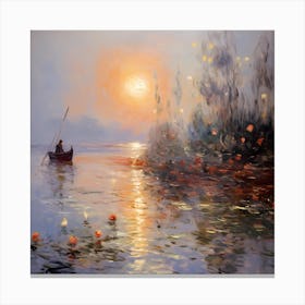 Sunset Stroll in Giverny Canvas Print