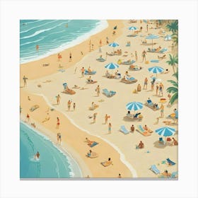 Illustration Of A Beach Scene 9 Canvas Print