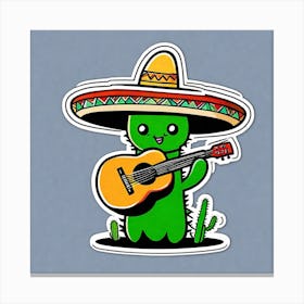 Cactus With Guitar 24 Canvas Print