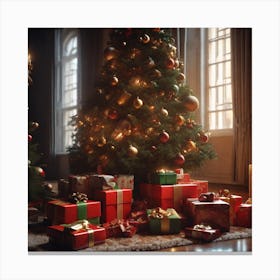 Christmas Tree With Presents 36 Canvas Print