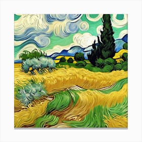 A Wheatfield With Cypresses, Vincent van Gogh 18 Canvas Print