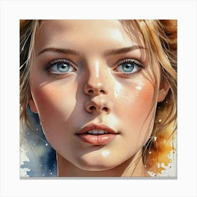 Portrait Of A Girl With Blue Eyes 3 Canvas Print