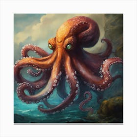 Concept Art Of A Scary Monster Fantasy Octopus Canvas Print