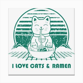 Trending Kawaii Ramen Neko Retro Cat Japanese Noodle Canvas Print