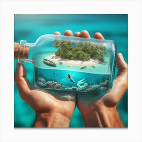 Mermaid In A Bottle Canvas Print