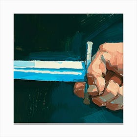 Hand Holding A Sword Knife Canvas Print