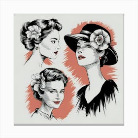 Vintage Women In Hats Canvas Print