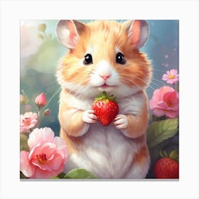 Hamster With Strawberry Canvas Print