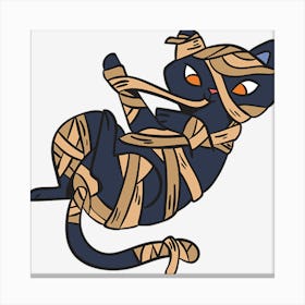Mummy Cat Cute Halloween Drawing Canvas Print