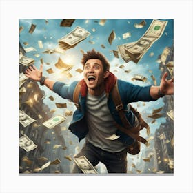 Money Flying In The Air Canvas Print