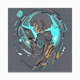 Girl With A Tablet Canvas Print