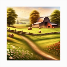Peaceful Farm Meadow Landscape (53) Canvas Print