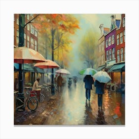 Amsterdam In The Rain 4 Canvas Print