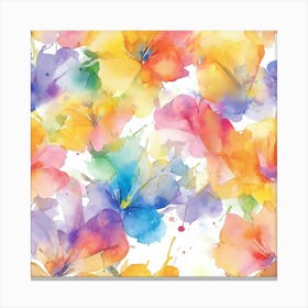 Watercolor Flowers Seamless Pattern Canvas Print