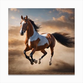 Horse Running In The Desert Canvas Print