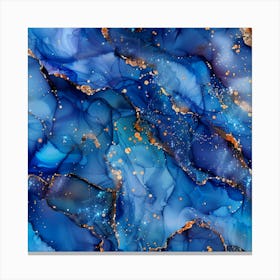 Abstract Blue And Gold Marble Texture Canvas Print