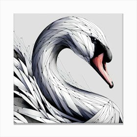 Swan Head Line Drawing - Wild Bird Artwork 167 Canvas Print