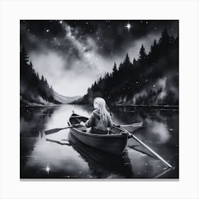 Girl In A Canoe Canvas Print