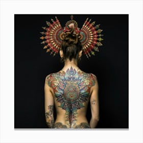 Back Of A Woman With Tattoos 12 Canvas Print