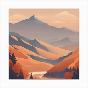 Misty mountains background in orange tone 10 Canvas Print