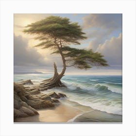 Lone Tree On The Beach Canvas Print