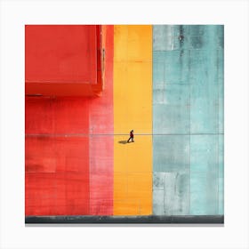 Man Walking On Colorful Pavement Canvas Print