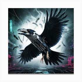 Raven cyborg Canvas Print