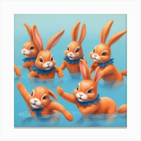 Rabbits In The Water 3 Canvas Print