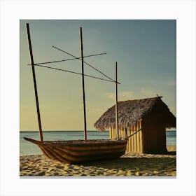 Boat On The Beach Canvas Print