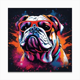 Bulldog With Red Sunglasses Canvas Print