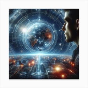 Futuristic Man In Space 1 Canvas Print