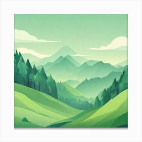 Misty mountains background in green tone 66 Canvas Print