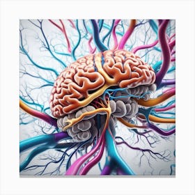 Brain With Arteries And Veins Canvas Print