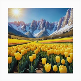 Tulips In The Mountains Canvas Print