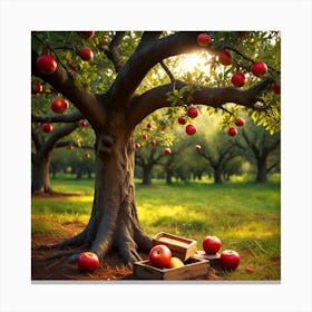 Apple Tree In The Orchard Canvas Print