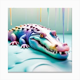 3D Alligator Watercolor Dripping Canvas Print