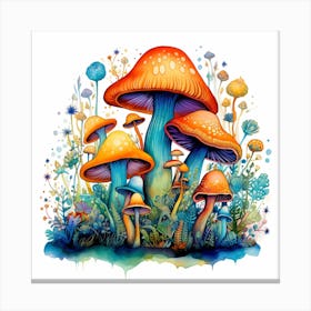 Mushrooms And Flowers 37 Canvas Print